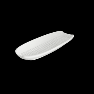Ceramic Ivory Corn Holder Serving Trays, Made in Portugal