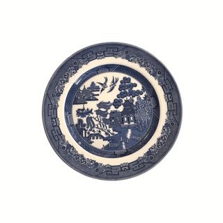 Early 20th Century Johnson Bros. Willow Blue Ironstone Dinner Plate, Black Backstamp c.1930s