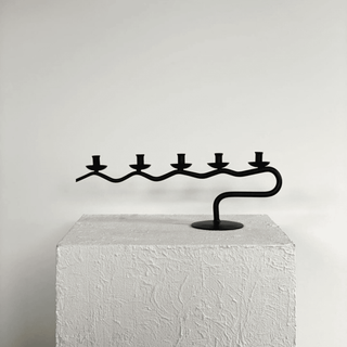 French Hysteria Wavy Iron 5 Narrow Taper Candlestick Candelabra