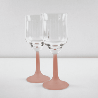 Vintage 80s Royal Leerdam Netherlands Frosted Pink Wine Glasses – Set of 6