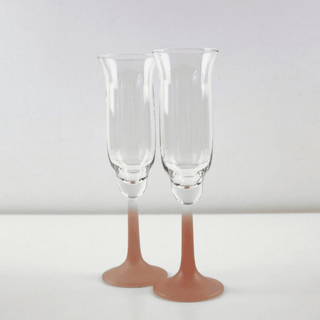 Vintage 80s Royal Leerdam Netherlands Frosted Pink Champagne Flutes – Set of 3