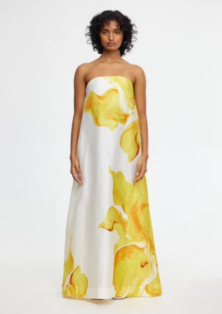 Acler Hopton Midi Dress in Ivory Calla Lily