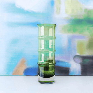 Aseda Glasbruk Large Green & Clear Cased Glass Bamboo Vase by Bo Borgstrom