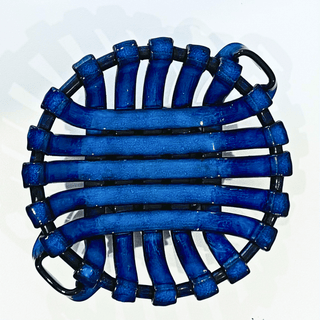 Ceramiche Tadinate Italian Bread Basket | Cobalt Blue Lattice Ceramic Bowl
