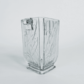 Czech Pressed Art Deco Glass Vase, Maison SPIP (Société Parisienne d'Importation de Porselaines), France 1930s