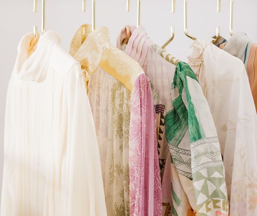 Zimmermann and Alemais Dress Hire range hung on a rack
