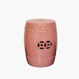 Modern Classic Blush Pink Porcelain Indoor Outdoor Garden Stool