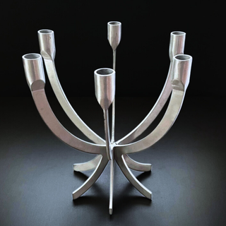 Retro IKEA 6-arm Brushed Metal 'Ceremoni' Candelabra by Sigga Heimis