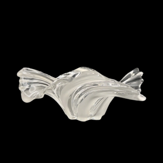 Clear and frosted glass bowl on a black background