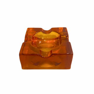 Rare Mid-century Whitefriars Glass Solid Cubed Ashtray in Amber