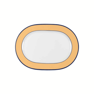 Pagnossin Ironstone Treviso Underglaze Platter Tray No. 23 in Spa Orange w/Blue Trim