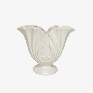 Vintage 1950s Raynham Australian Art Pottery White Satin Pearl Lustre Mantle Vase – Art Deco