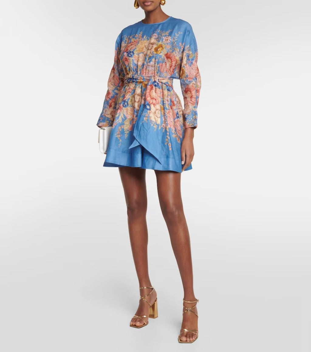 Zimmermann August Belted Floral-Print Linen Mini – Renascence Studio