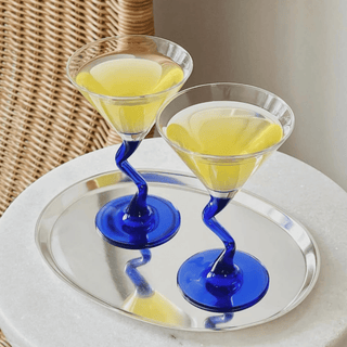 Vintage Cobalt Blue Zigzag Stem Martini-Cocktail Glass - Libbey