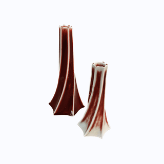 Candle Holders, Monochrome Oxblood, Red Flambé Glaze, Sang de Boeuf Pottery, Set of 2
