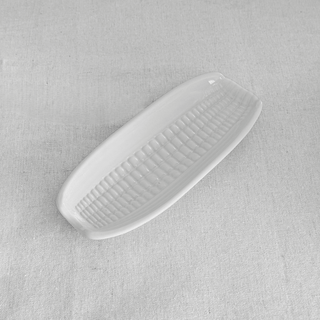 Ceramic Ivory Corn Holder Serving Trays, Made in Portugal