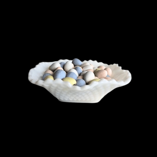Anchor Hocking Crimped Square Hobnail Milk Glass Bowl