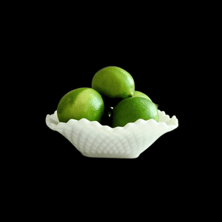 Anchor Hocking Crimped Square Hobnail Milk Glass Bowl
