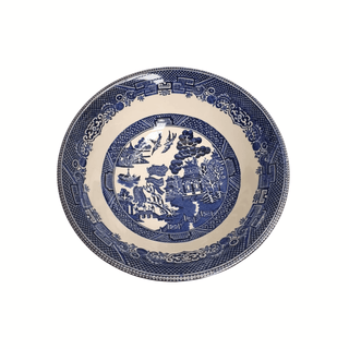 Early 20th Century Johnson Bros. Willow Blue Ironstone Coupe Cereal Bowl, Black Backstamp 1930-1940