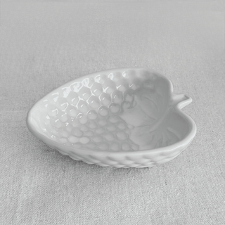 Ceramic Ivory Grape Cluster Footed Serving Bowl, Japan