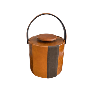 Vintage Leatherette Suede Bound Elmar Ice Bucket – 1970s Retro Barware