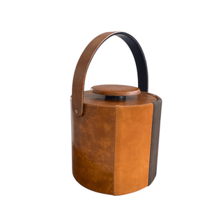 Vintage Leatherette Suede Bound Elmar Ice Bucket – 1970s Retro Barware