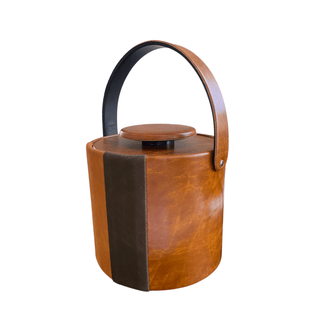 Vintage Leatherette Suede Bound Elmar Ice Bucket – 1970s Retro Barware