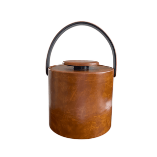 Vintage Leatherette Suede Bound Elmar Ice Bucket – 1970s Retro Barware