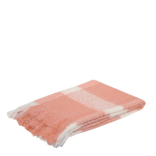 Wren Faux Mohair Throw in Clay Pink and White As New