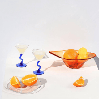 Vintage Cobalt Blue Zigzag Stem Martini-Cocktail Glass - Libbey