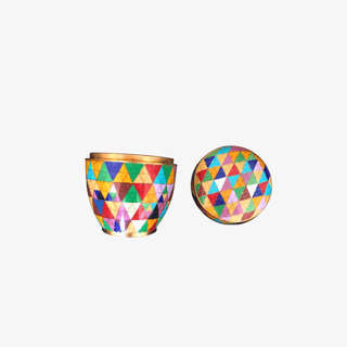 Fabienne Jouvin Multicolored Triangle Cloisonné Rounded Lid Trinket Box