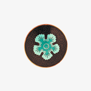 Round Sea Flower Flat Lidded Trinket Box in Cloisonne by Fabienne Jouvin Paris