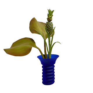 Matte Blue Cased Glass Postmodern Cobalt Blue Art Deco Inspired Vase