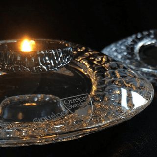 Orrefors Sweden Discus Crystal Votive Candle Holder by Lars Hellsten, BNIB
