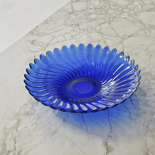 Arcoroc Phebus Cobalt Blue Glass Coupe Fruit Bowl ARC France