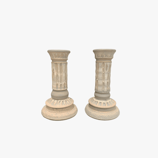 Handcrafted Whitewashed Mediterranean Column Candlesticks
