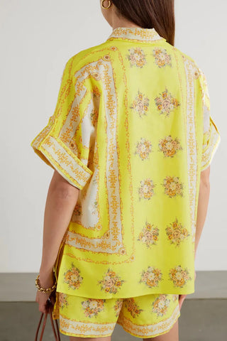 Alemais Catalina Yellow Shirt and Short Set for Hire. Back