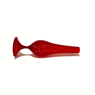 Collectable Whitefriars Ruby Crystal Glass Tapering Bud Vase on Foot with Label, Geoffrey Baxter c.1960s