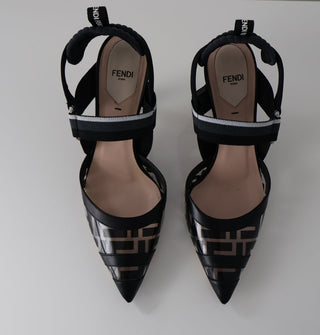 Fendi Colibri Black/Grey Slingback Pumps, Heels in Excellent Used Condition