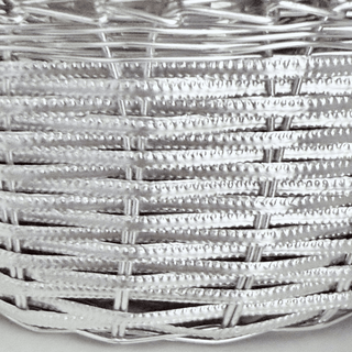 Silver-Plated Oval Braided Wire Bread Basket