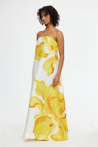 Acler Hopton Midi Dress in Ivory Calla Lily SIDE