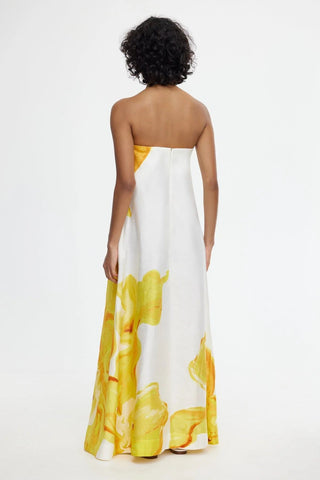 Acler Hopton Midi Dress in Ivory Calla Lily BACK