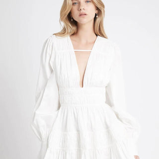 aje fallingwater gathered mini dress Aje Fallingwater Gathered Mini Dress Blue/White Only - Blue,White