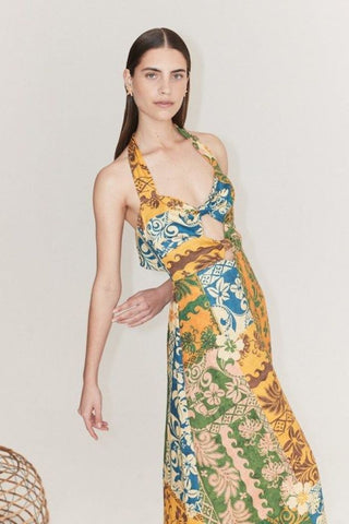 Alemais Archie Printed Linen Designer Dress Hire