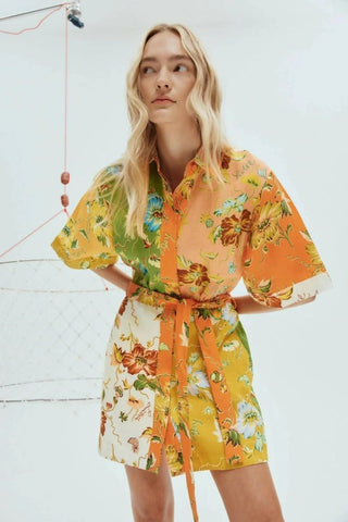 Alemais Hotel Lamu Spliced Mini Dress close up front