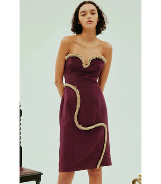 Alemais Orion Embellished Midi Dress in Plum