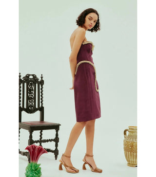 Alemais Orion Embellished Midi Dress in Plum side view