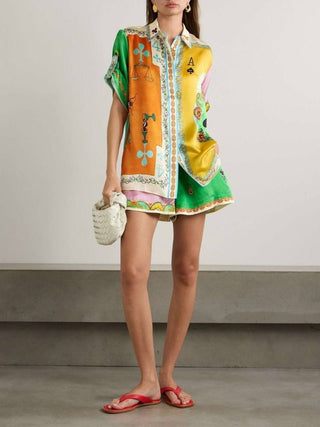 Alemais Rummy Silk Shirt and Short Set