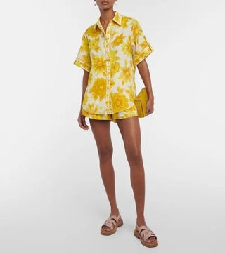 Alemais Sonny Shirt & Shorts Set Floral Lemon