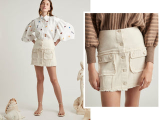 Alemais Yolo Ecru Skirt In Denim In Beige model image